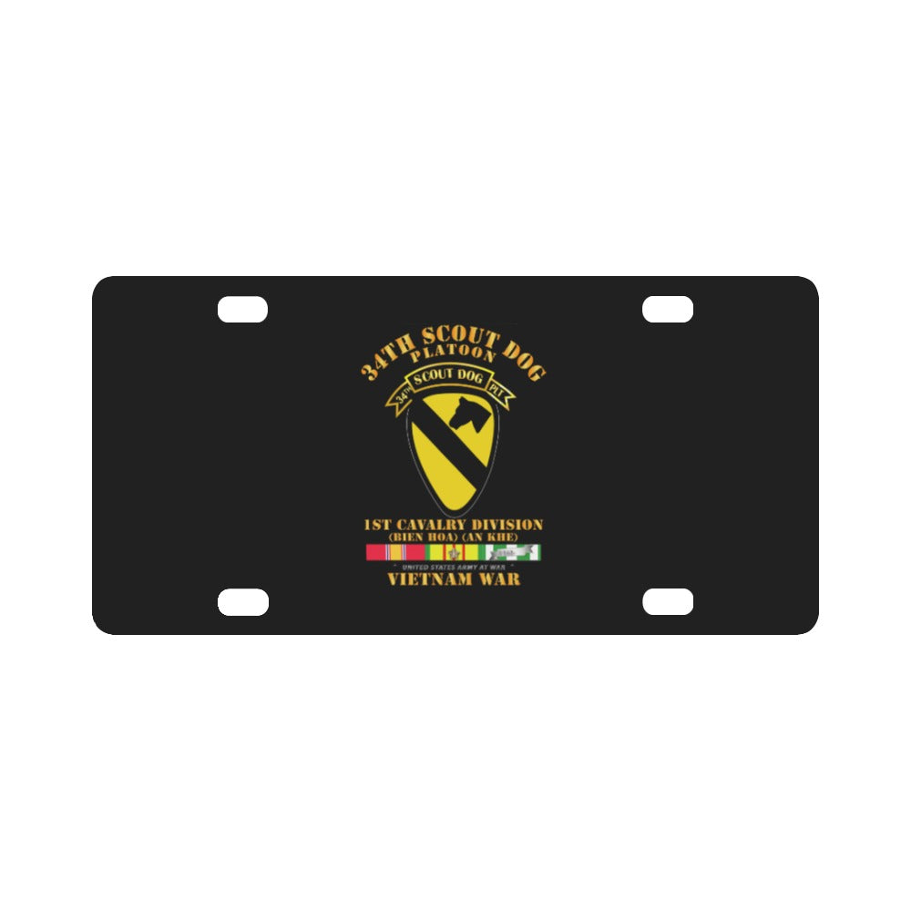 Army - 34th Scout Dog Platoon 1st Cav w Tab - VN SVC Classic License Plate