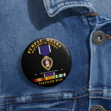 Load image into Gallery viewer, Custom Pin Buttons - Purple Heart - WIA w VN SVC
