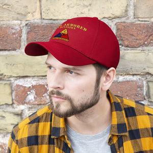 Unisex Twill Hat - 2nd Armored Division - Shoulder Sleeve Insignia (SSI) without Text - "Hell on Wheels"  - Direct to Garment (DTG) Printed