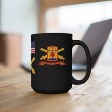 Load image into Gallery viewer, Black mug 15oz - Army 57th Artillery Brigade - DUI with Branch - 57th Artillery Brigade - SSI w Branch - Ribbon
