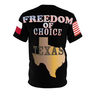 AOP - Black Shirt - Texas -  Freedom of Choice - Texas State Map