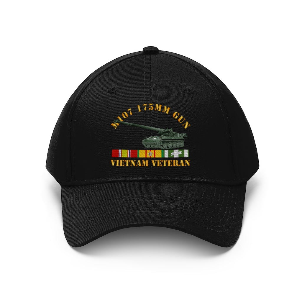 Twill Hat - Army - M107 - 175mm Gun - Vietnam Vet w VN SVC - Hat - Direct to Garment (DTG) - Printed