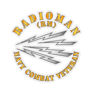 Kiss-Cut Stickers - Navy - Rate - Radioman - Navy Combat Veteran