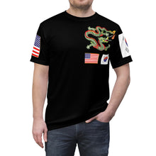 Load image into Gallery viewer, AOP - Black Shirt with Korea Dragon and Flags
