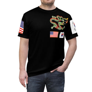 AOP - Black Shirt with Korea Dragon and Flags