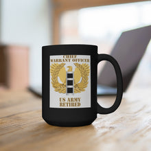 Load image into Gallery viewer, Black Mug 15oz - Army - Emblem - Warrant Officer - CW3 - Retired
