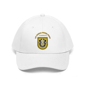 Unisex Twill Hat - 1st Special Forces Group (SFG) (Airborne) Flash with Crest with Text - Direct to Garment (DTG) - Printed