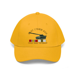 Twill Hat - Army - M107 - 175mm Gun - Cold War Veteran with Cold War Service Ribbons - Hat - Direct to Garment (DTG) - Printed