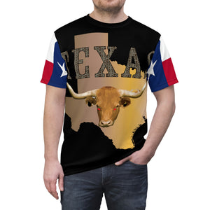 AOP - Shirt - Texas - Rattler Skin -Texas State Map w Longhorn