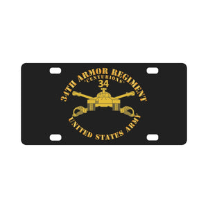 Army - 34th Armor - Centurions - Armor Branch Classic License Plate