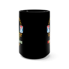 Load image into Gallery viewer, Black Mug 15oz - Army - Vietnam Combat Vet - 11th Inf Bde SSI - Spec 5 - Cbt Medic - 1968-69 VN Svc X300
