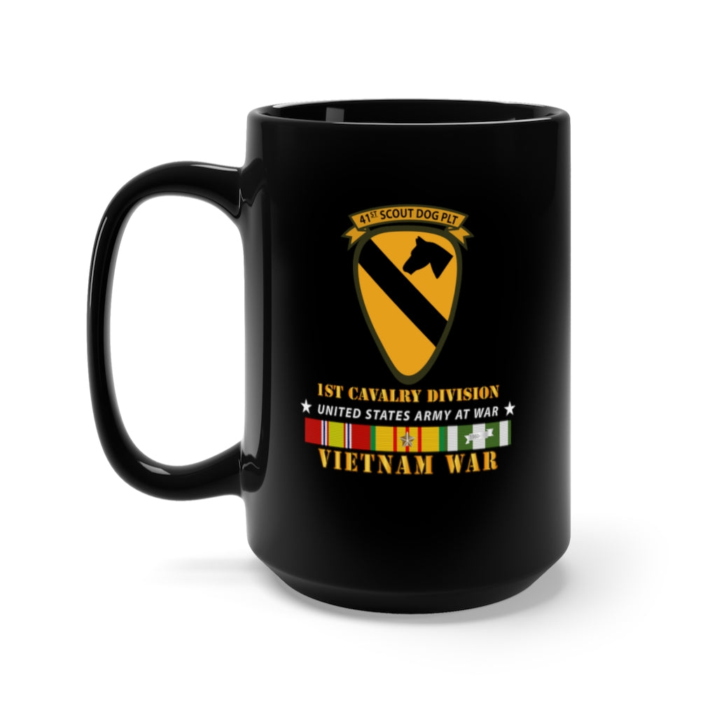 Black Mug 15oz - Army - 41st Scout Dog Platoon 1st Cav - VN SVC wo Top