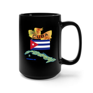 Black Mug 15oz - Cuba - Cuba with Palm and Map Green X 300