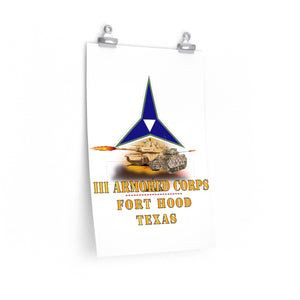 Premium Matte vertical posters - Army - III Armored Corps - M1A1 - M2 Bradely Firing - Fort Hood Texas X 300