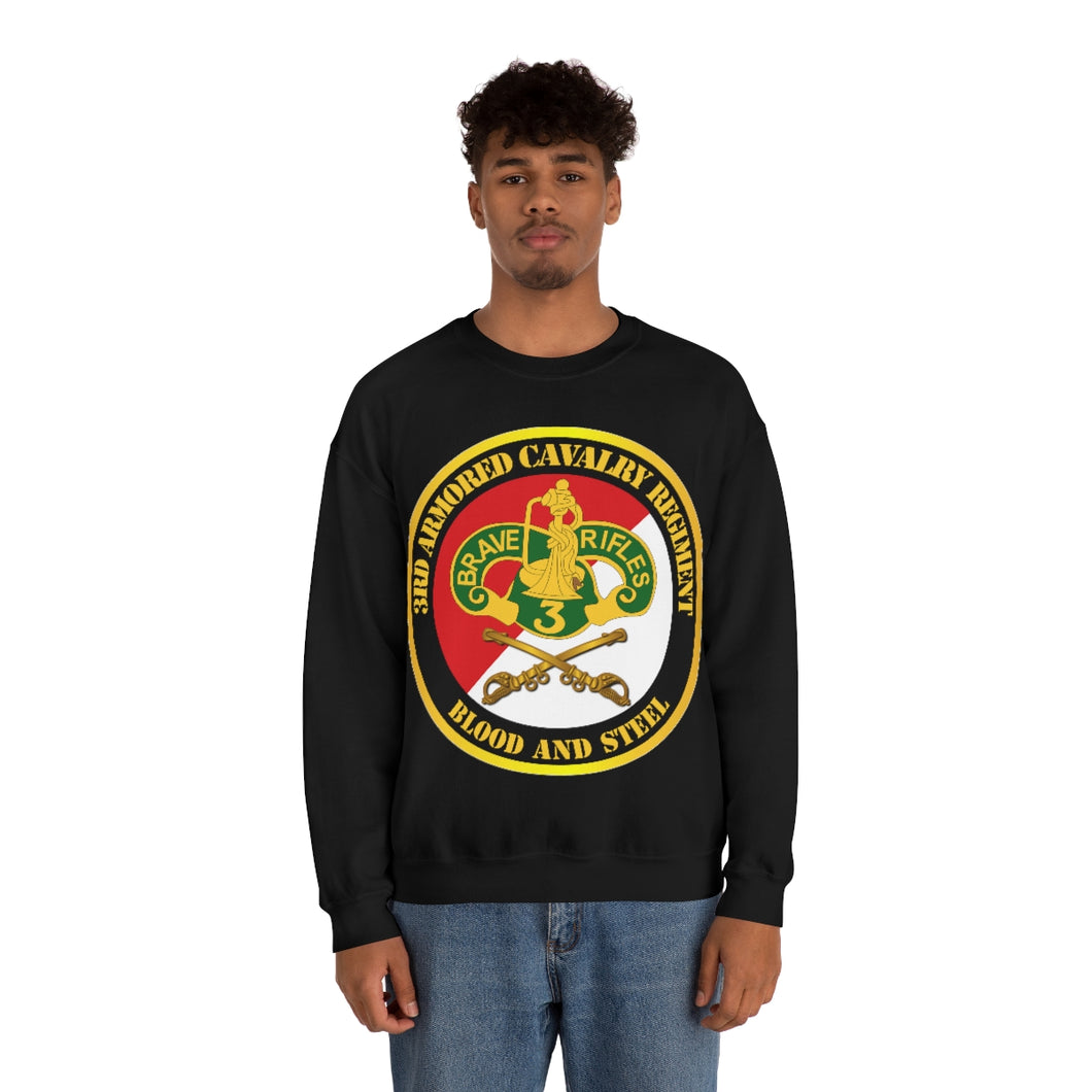 Unisex Heavy Blend Crewneck Sweatshirt - Army - 3rd Armored Cavalry Regiment DUI - Red White - Blood and Steel