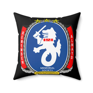 Spun Polyester Square Pillow - American Defenders Of Bataan Corregidor - Ms Logo - Black