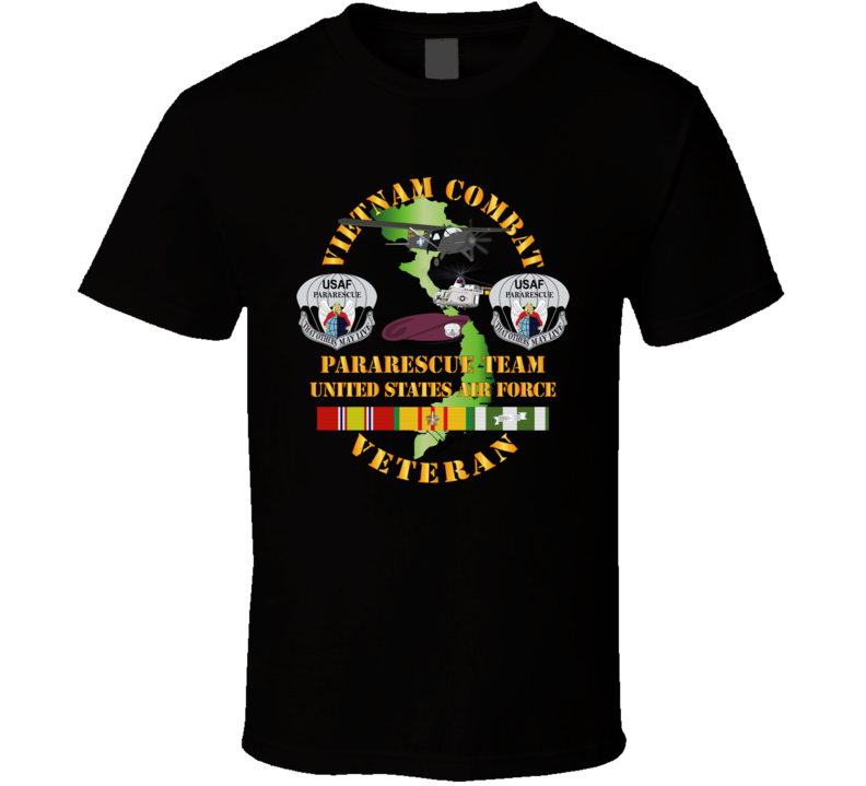 Usaf - Vietnam Combat Veteran W Pararescue Huskie T Shirt