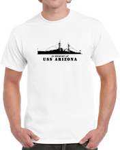 Load image into Gallery viewer, Battleship - USS Arizona - Silhouette - In Memory Of  &quot;The Arizona&quot; Classic, Hoodie, and Long Sleeve
