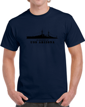 Load image into Gallery viewer, Battleship - USS Arizona - Silhouette - In Memory Of  &quot;The Arizona&quot; Classic, Hoodie, and Long Sleeve
