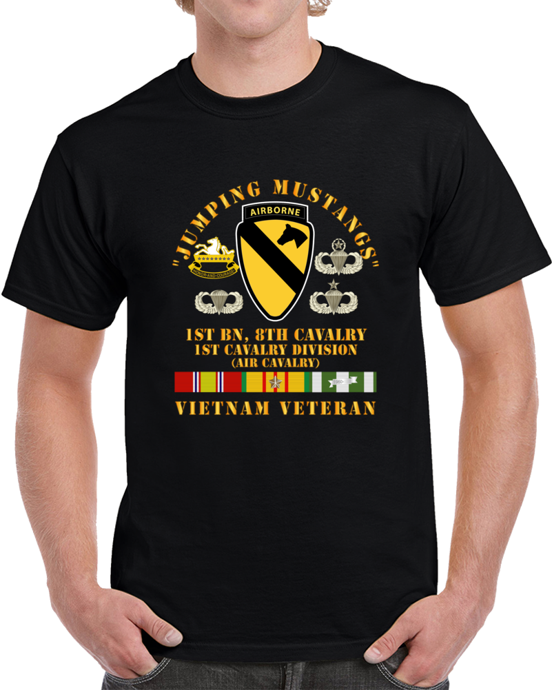 Army - Jumping Mustangs - 1st Bn 8th Cav 1st Cav - W Vn Svc T Shirt