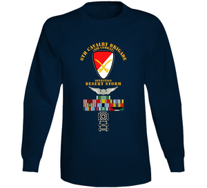 Army - 6th Cavalry Brigade - Desert Storm with Armed Forces Expeditionary Medal Ribbon with Arrow T Shirt, Premium and Hoodie