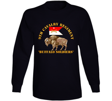 Load image into Gallery viewer, Army - 9th Cavalry Regiment - Buffalo Soldiers W 9th Cav Guidon Long Sleeve T Shirt
