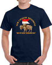 Load image into Gallery viewer, Army - 9th Cavalry Regiment - Buffalo Soldiers W 9th Cav Guidon T Shirt
