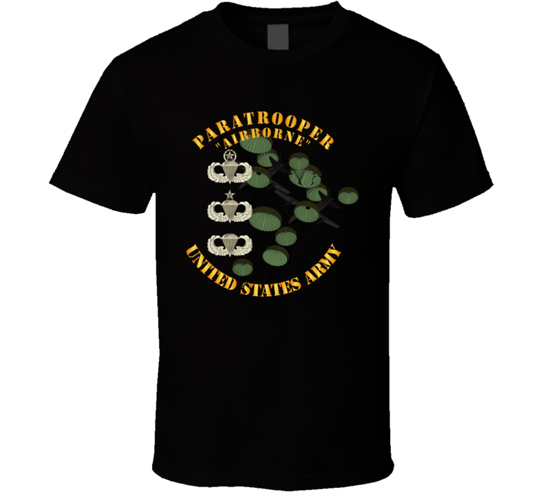 Army - Paratrooper W 3 Airborne Badges - Mass Tac T Shirt, Hoodie and Premium