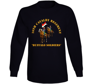 Army - 10th Cavalry Regiment W Cavalrymen - Buffalo Soldiers Long Sleeve