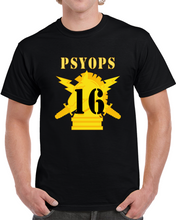 Load image into Gallery viewer, Army - Psyops W Branch Insignia - 16th Battalion Numeral - Line X 300 V1 Classic T Shirt
