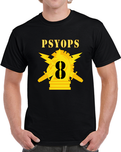 Army - Psyops W Branch Insignia - 8th Battalion Numeral - Line X 300 - T Shirt