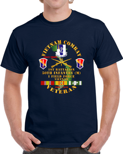 Army - Vietnam Combat Veteran W 1st Bn - 50th Inf - I Field Force 1969-70 W Vn Svc T Shirt