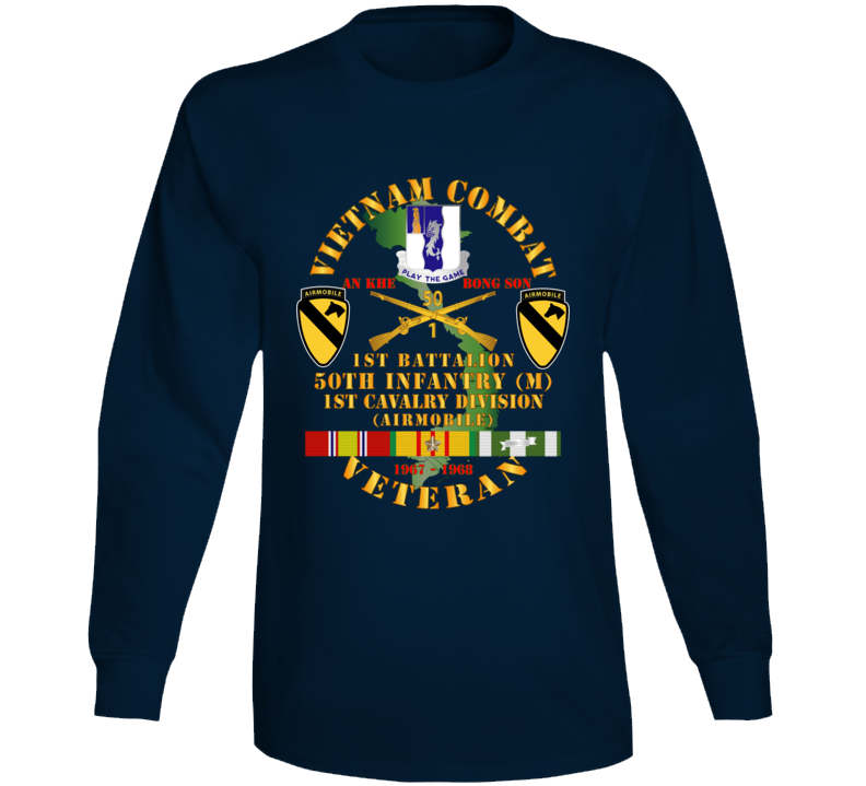 Army - Vietnam Combat Veteran W 1st Bn - 50th Inf - 1st Cav Div 1967-1968 Long Sleeve T Shirt