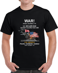 Navy - War - Attack On Pearl Harbor - Japanese Planes - Uss Arizona T Shirt