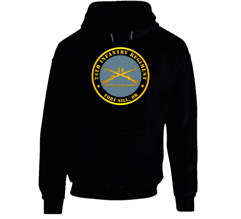 Indoor Wall Tapestries - Army - 24th Infantry Regiment - Fort Sill, Ok - Buffalo Soldiers W Inf Branch Hoodie