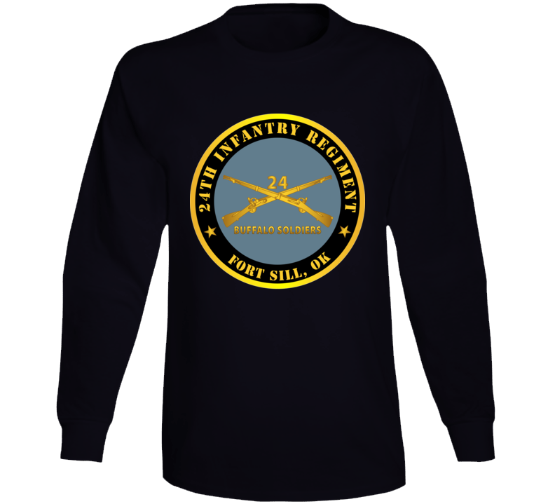 Indoor Wall Tapestries - Army - 24th Infantry Regiment - Fort Sill, Ok - Buffalo Soldiers W Inf Branch Long Sleeve T Shirt