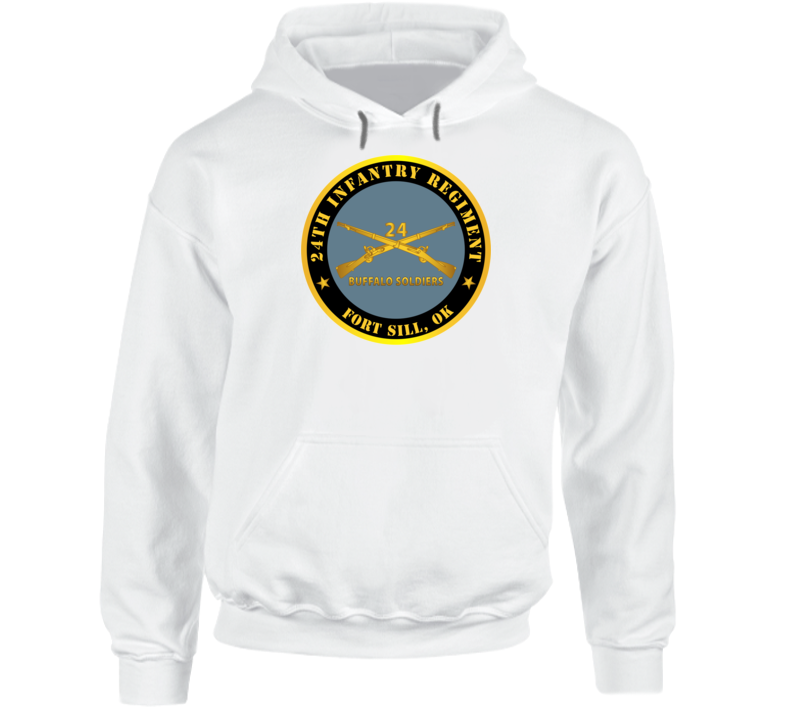 Indoor Wall Tapestries - Army - 24th Infantry Regiment - Fort Sill, Ok - Buffalo Soldiers W Inf Branch Hoodie