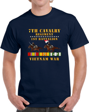 Load image into Gallery viewer, Army - 1st Battalion,  7th Cavalry Regiment - Vietnam War Wt 2 Cav Riders And Vn Svc X300 T Shirt
