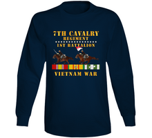 Load image into Gallery viewer, Army - 1st Battalion,  7th Cavalry Regiment - Vietnam War Wt 2 Cav Riders And Vn Svc X300 Long Sleeve T Shirt
