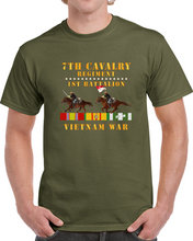 Load image into Gallery viewer, Army - 1st Battalion,  7th Cavalry Regiment - Vietnam War Wt 2 Cav Riders And Vn Svc X300 T Shirt
