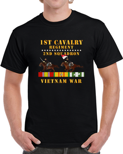 Army -2nd Squadron, 1st Cavalry Regiment - Vietnam War Wt 2 Cav Riders And Vn Svc X300 T Shirt
