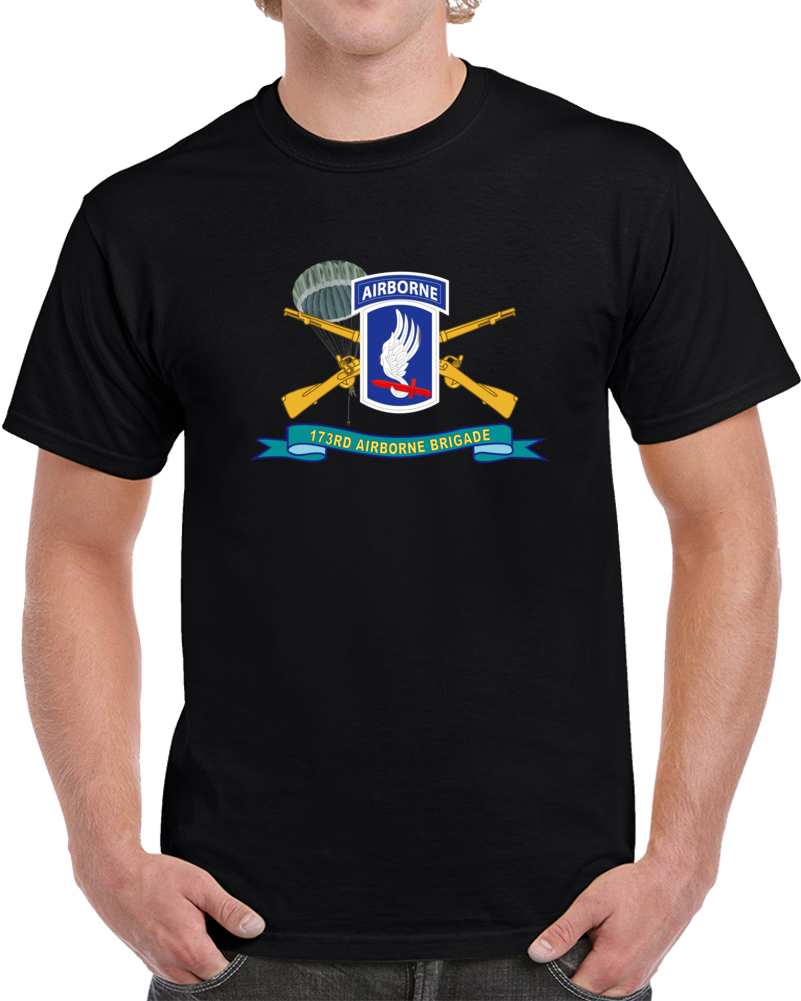 Army - 173rd Airborne Brigade With Jumper - Ssi W Inf Br - Ribbon X 300 T Shirt