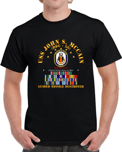 Navy - Destroyer - Uss John S Mccain - Ships Ribbons T Shirt