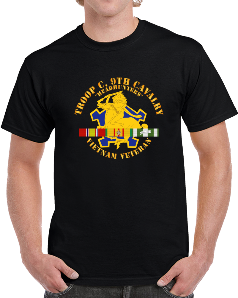 Army - Troop C, 9th Cavalry - Headhunters - Vietnam Vet W Vn Svc X 300 T Shirt