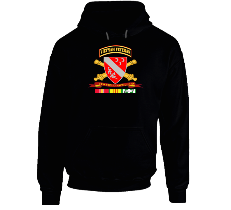 Army - 7th Field Artillery W Br - Ribbon Vn Svc Vet Tab Hoodie