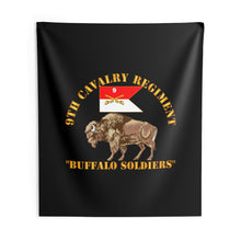 Load image into Gallery viewer, Indoor Wall Tapestries - Army - 9th Cavalry Regiment - Buffalo Soldiers w 9th Cav Guidon
