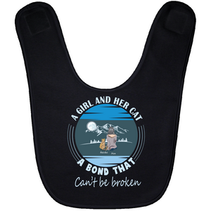 A Girl And Her Cat - On Blk Baby Bib