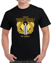 Load image into Gallery viewer, Army - Emblem - Warrant Officer 5 - Cw5 W Eagle - Combat Veteran T Shirt
