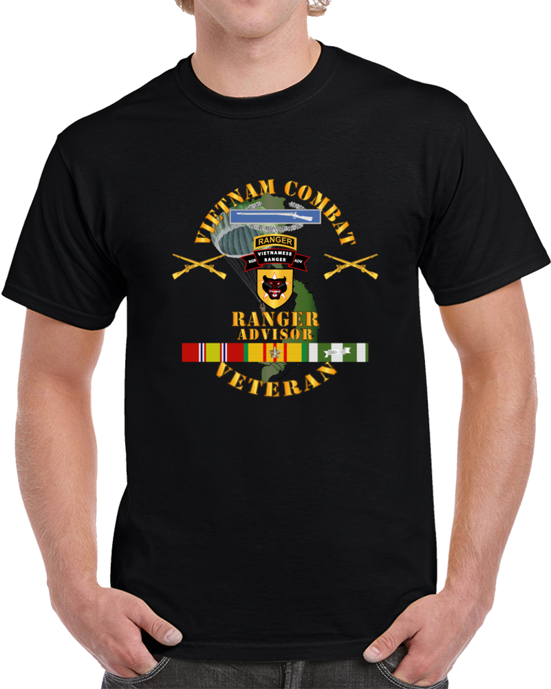 Army - Vietnam Combat Infantry Vet W  Vietnamese Ranger Advisor W Parachute  X 300 T Shirt