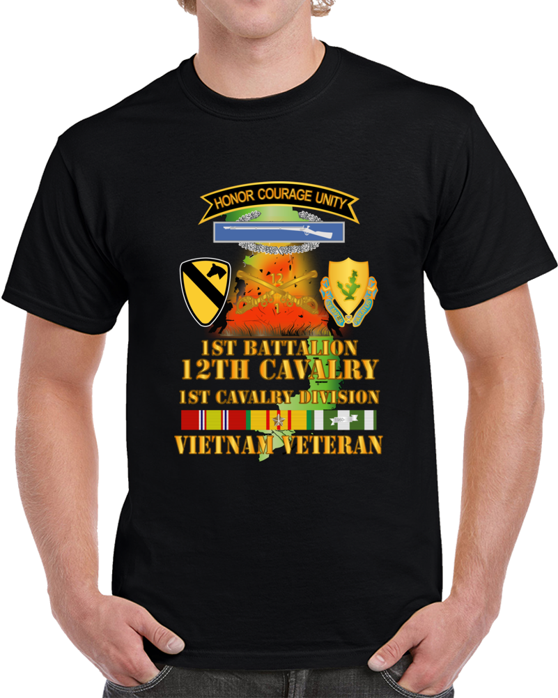 Army - 1st Battalion, 12th Cav - Ssi - Dui - Map Vn Svc X 300 T Shirt